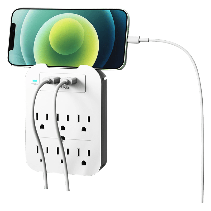 Surge Protector with 6 Wall Outlets & 2 USB-A Ports