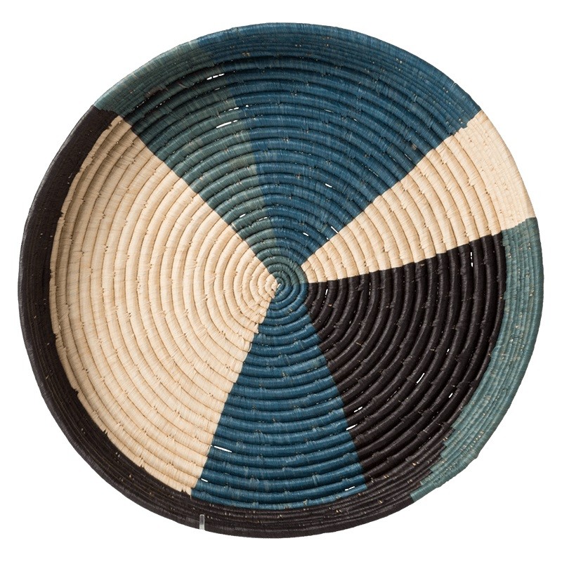 Cool Color Blocked Raffia Tray