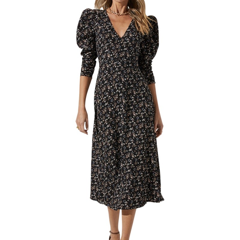 Lauren Puff Sleeve Cut Out Dress