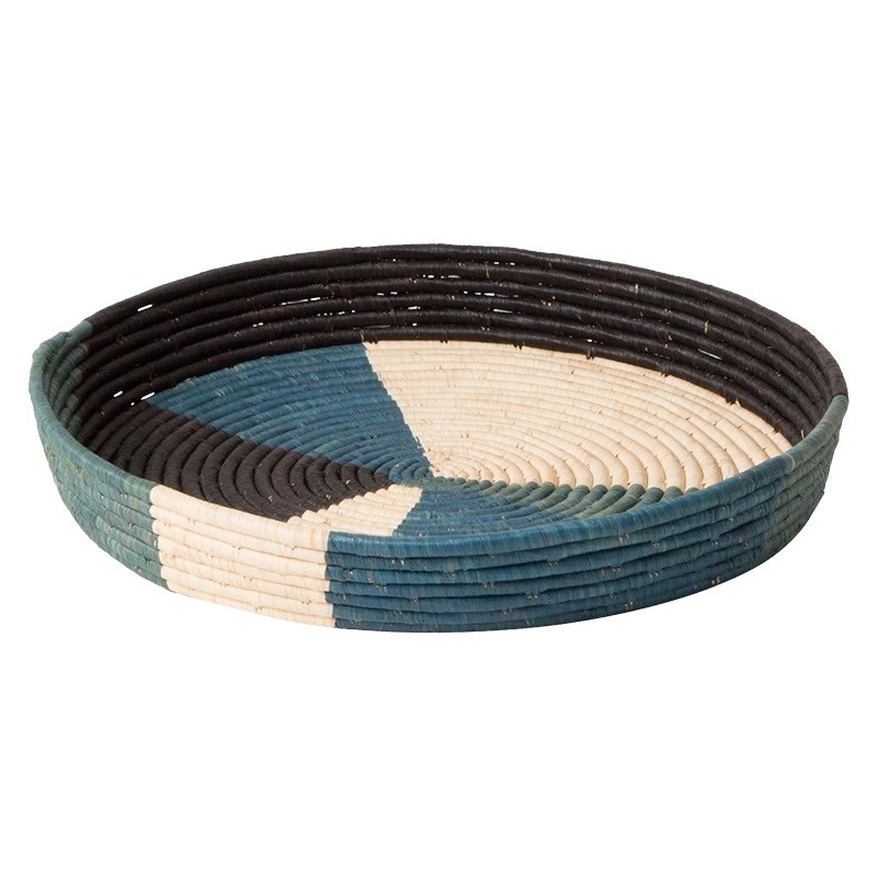 Cool Color Blocked Raffia Tray