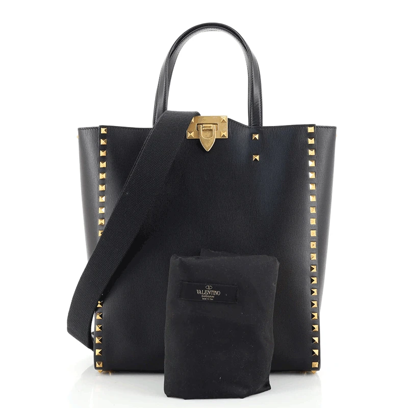 VALENTINO GARAVANI Rockstud ぺブル加工レザー トートバッグ Valentino Garavani Rockstud Alcove Tote Leather Medium by