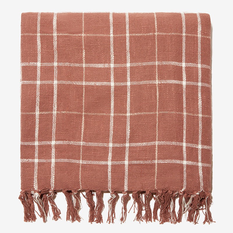 Woven Throw Blanket - Rust