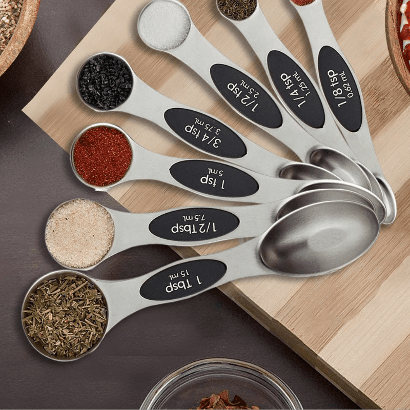 7 Piece Dual Sided Stainless Steel Magnetic Measuring Spoons