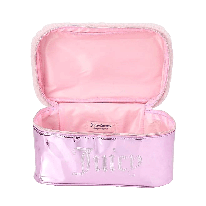 Rhinestone Sherpa Juicy Logo Train Case