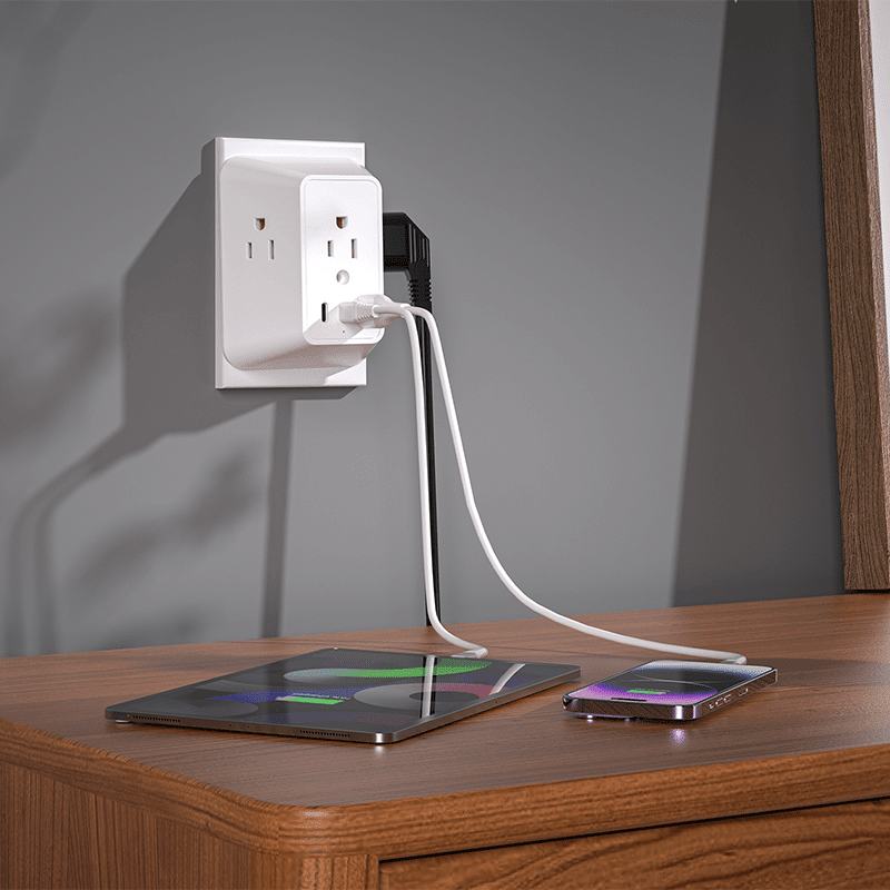 Wall Plate Surge Protector Outlet Adapter with 3 Outlets & 3 USB Ports