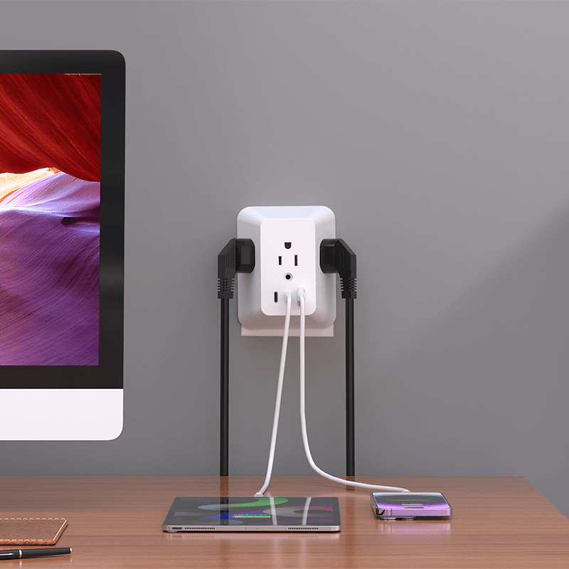 Wall Plate Surge Protector Outlet Adapter with 3 Outlets & 3 USB Ports
