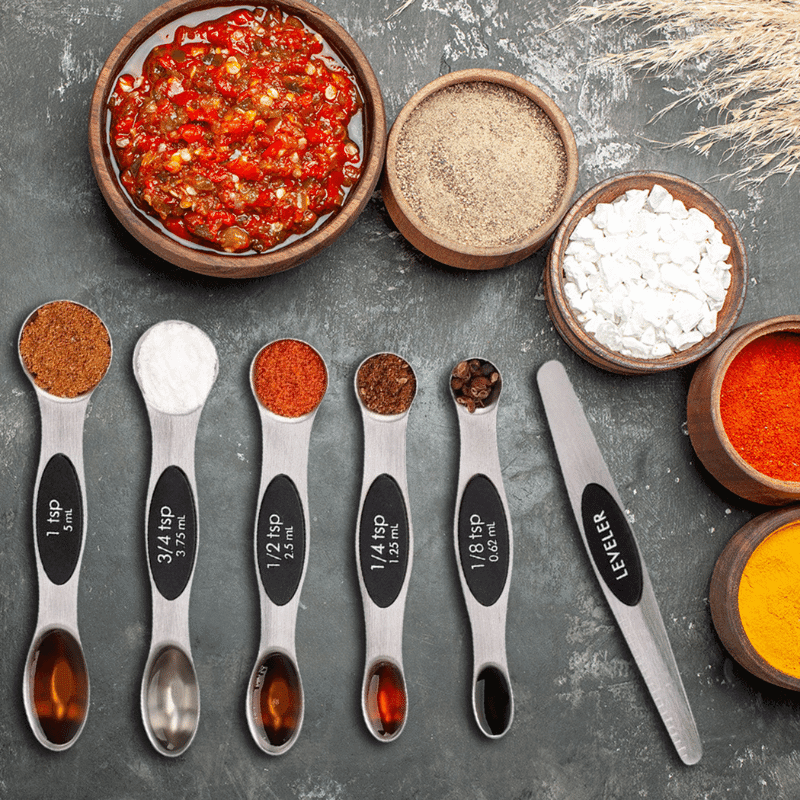 7 Piece Dual Sided Stainless Steel Magnetic Measuring Spoons