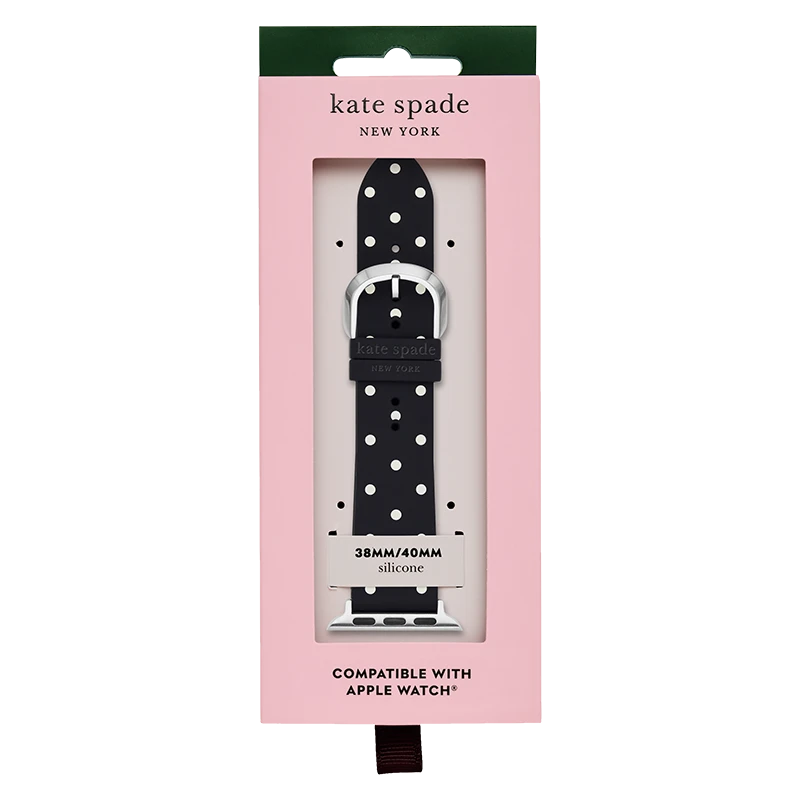 APPLE WATCH★KATE SPADE POLKA DOT-PRINT SILICONE APPLE WATCH Black polka dot silicone band for Apple Watch by Kate Spade