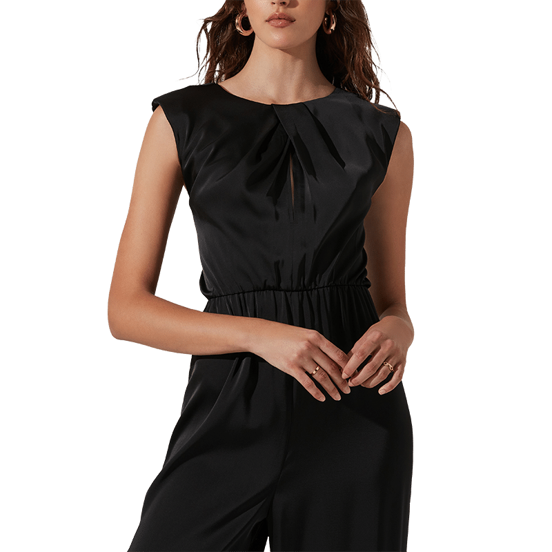 Inverted Pleat Neck Jumpsuit