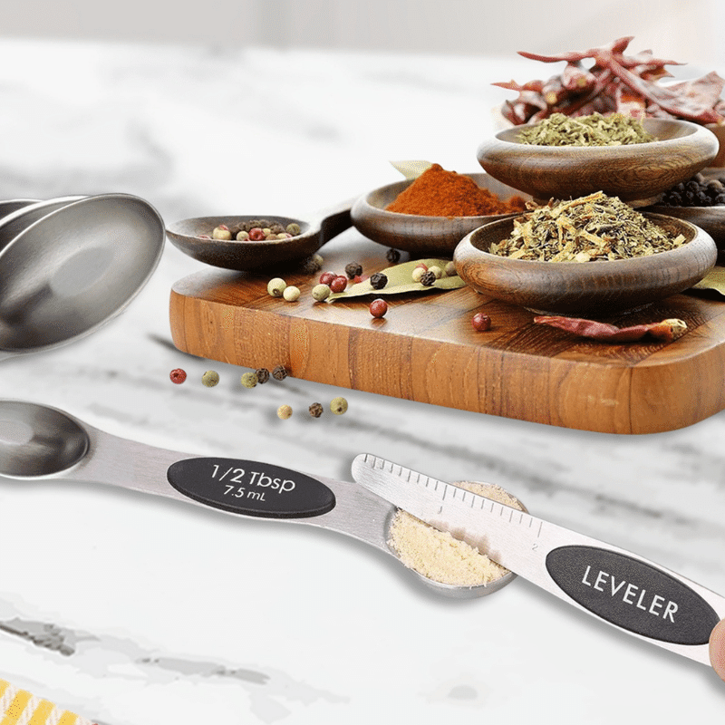 7 Piece Dual Sided Stainless Steel Magnetic Measuring Spoons