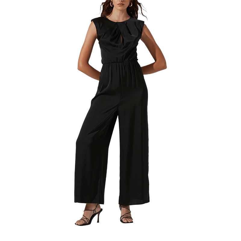 Inverted Pleat Neck Jumpsuit - XS