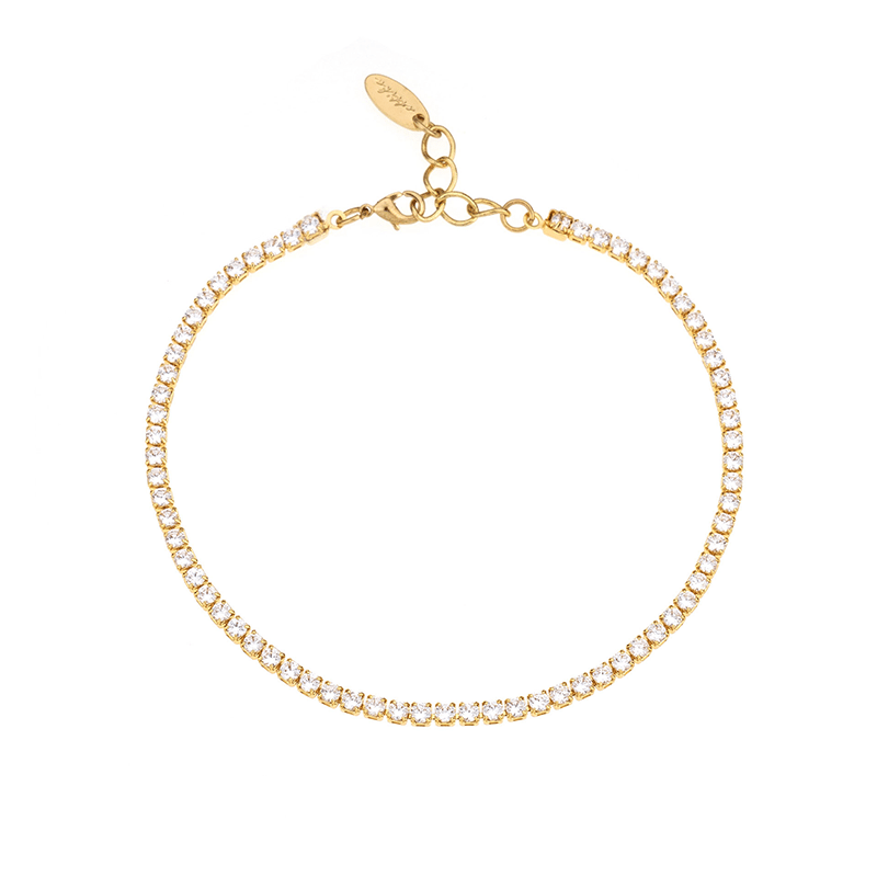 Single Crystal Band 18k Gold Plated Anklet
