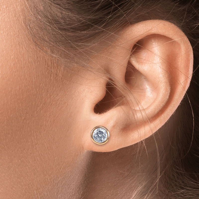 6mm Cz Martini Stud Bezel Post Earrings