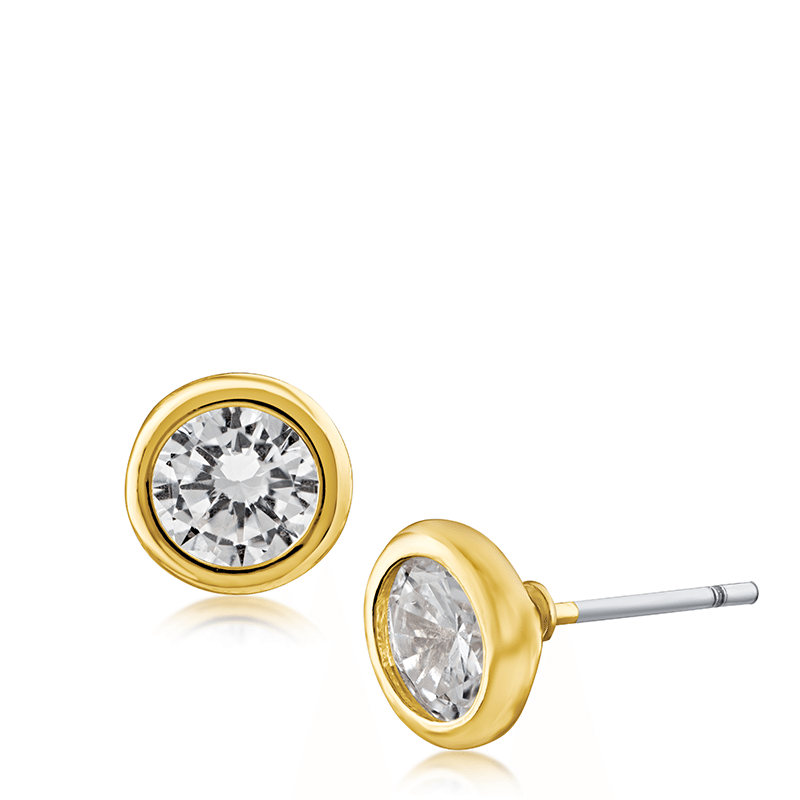 6mm Cz Martini Stud Bezel Post Earrings