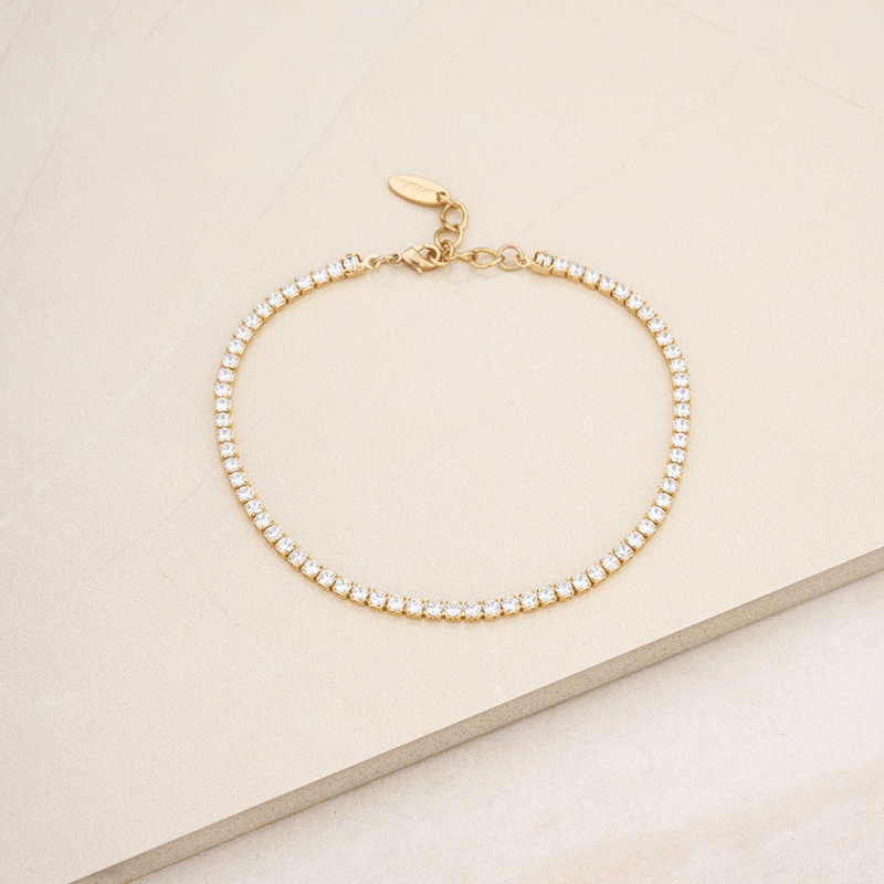Single Crystal Band 18k Gold Plated Anklet