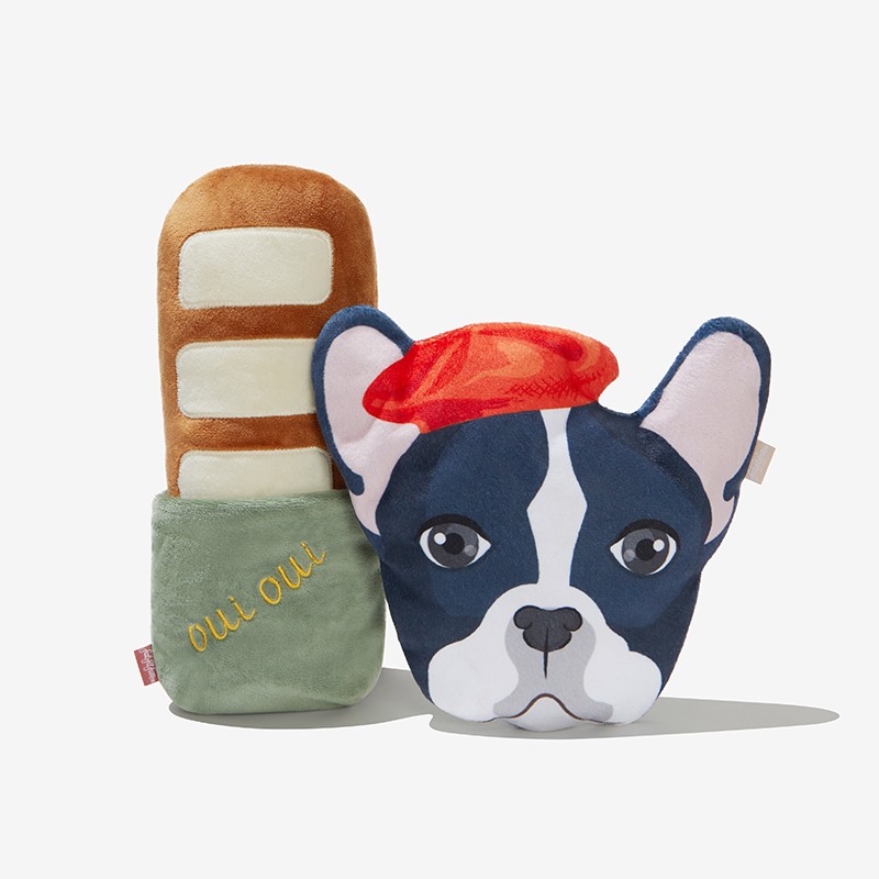 Large/Extra-Large - Frenchie & Baguette Dog Plush Duo
