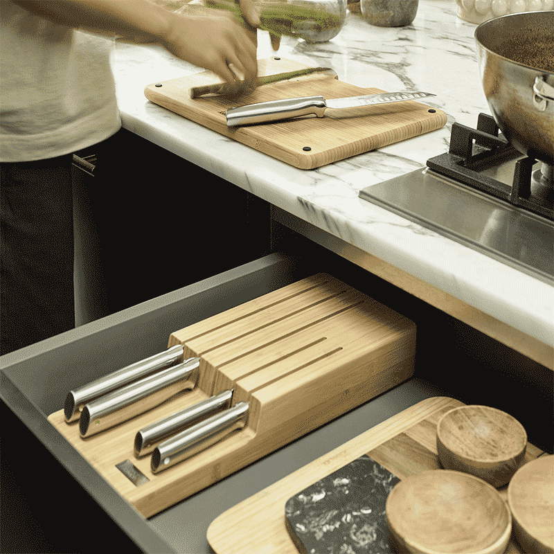 Elevate 5 Piece Knife Set with In-Drawer Bamboo Storage Tray