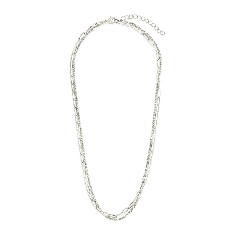 Emery Paperclip & Curb Chain Layered Necklace