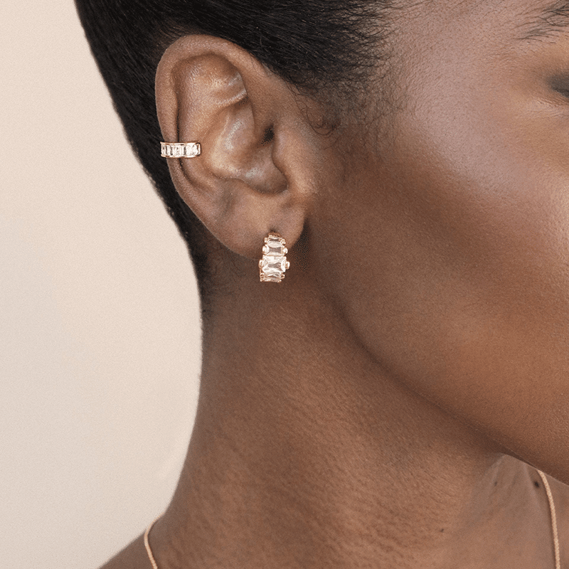 Diamond Shine 18k Gold Plated Mini Hoop Earrings