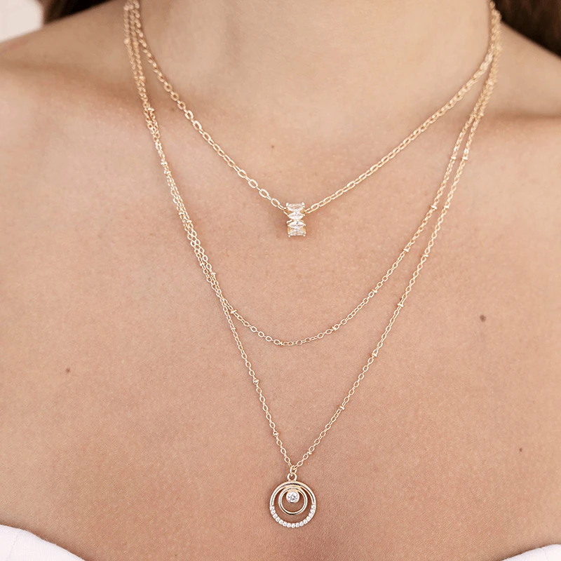 [韓国人気ジュエリー] nff frame layer necklace Estrella
