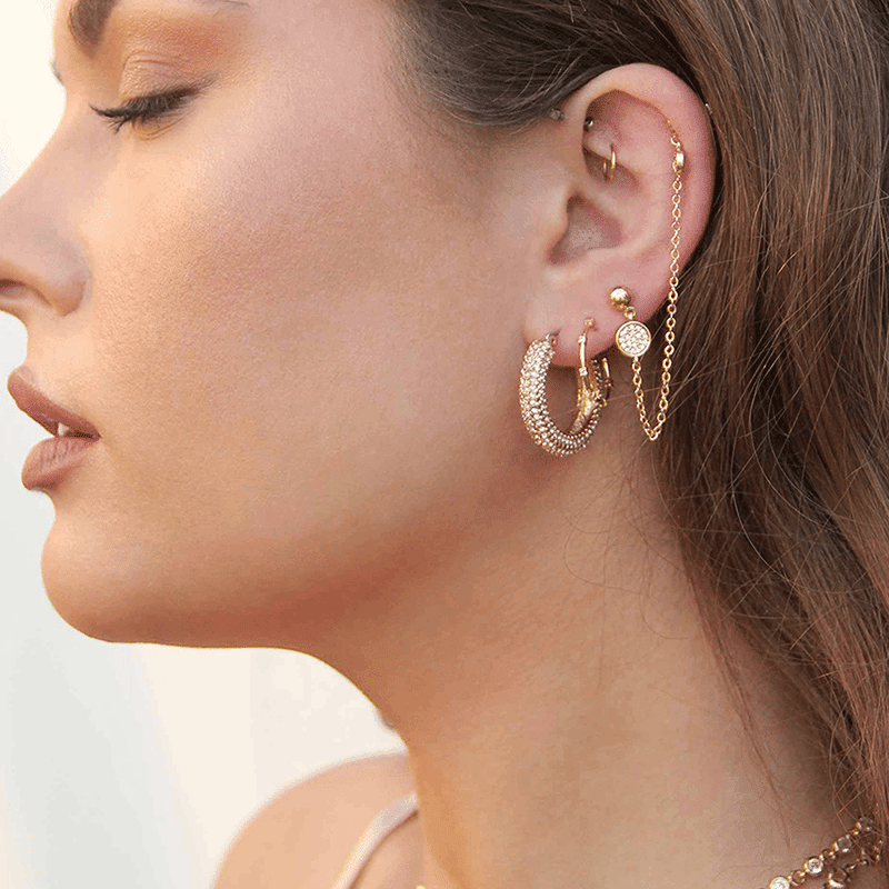 Sparkle Bits Mini Crystal 18k Gold Plated Hoops