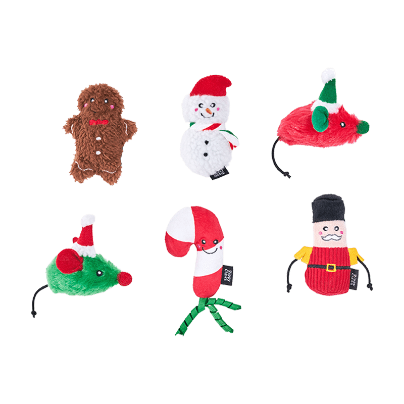 ZippyClaws Holiday Cat Toy 6-Pack - Festive Cheer