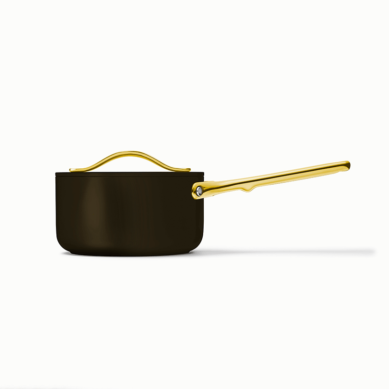 Non-Stick Ceramic Sauce Pan Black with Gold Handles