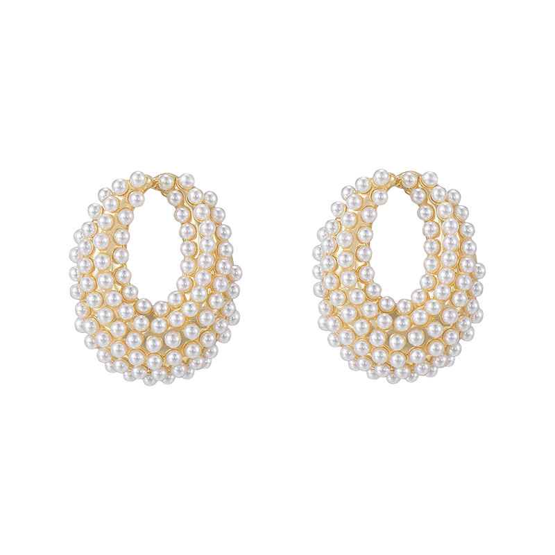 Classic Pearl Cluster 18k Gold Plated Stud Earrings