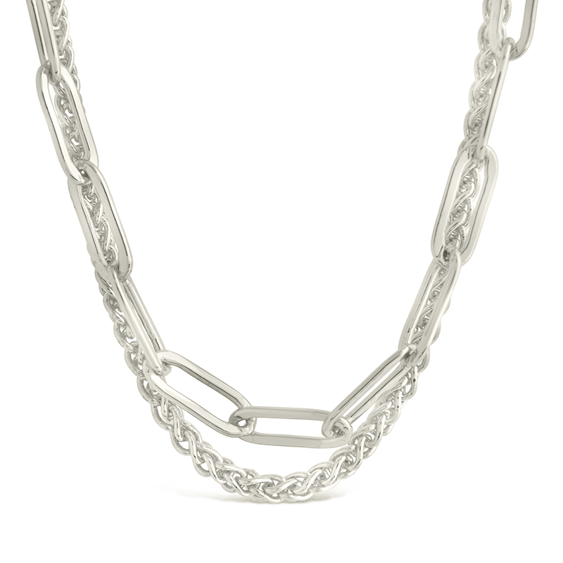 Emery Paperclip & Curb Chain Layered Necklace