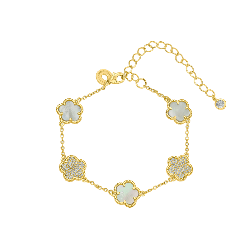 2CTTW Pave /stone Clover Bracelet
