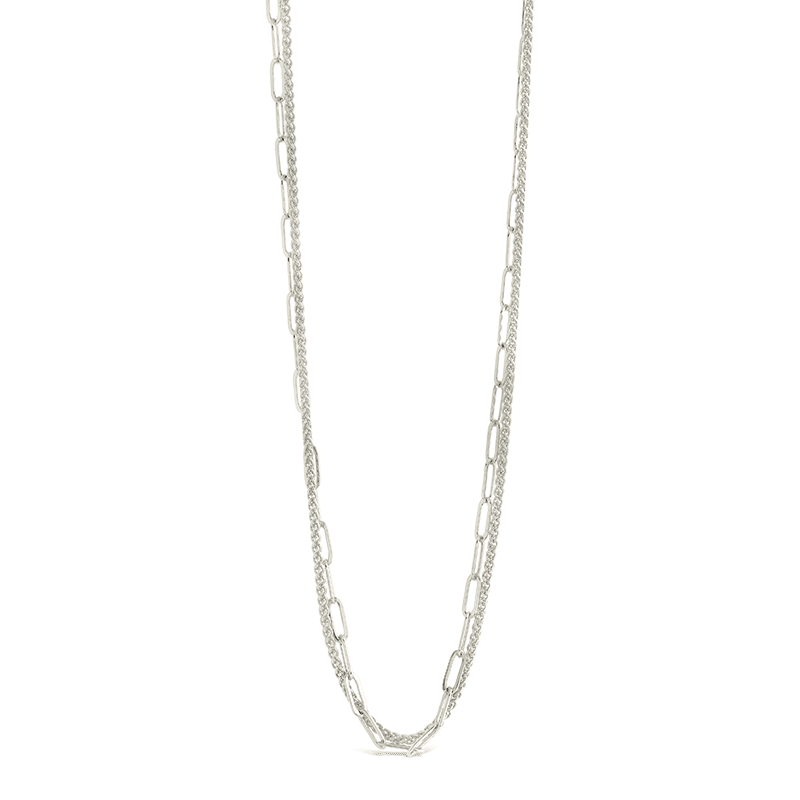 Emery Paperclip & Curb Chain Layered Necklace