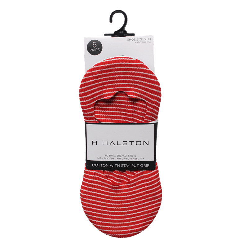 5 Pack Midcut Striped Ribbed Cotton Blend Jersey Laser Liners