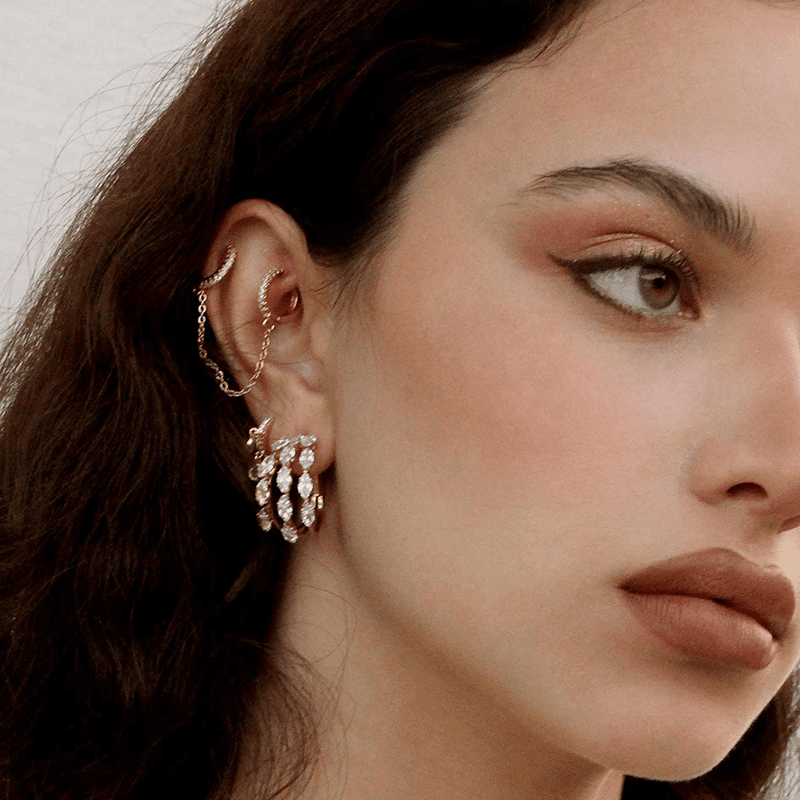 Multi-Crystal 18k Gold Plated Hoop Earrings
