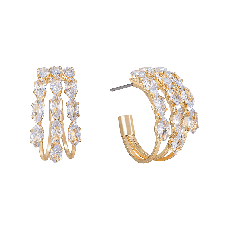 Multi-Crystal 18k Gold Plated Hoop Earrings