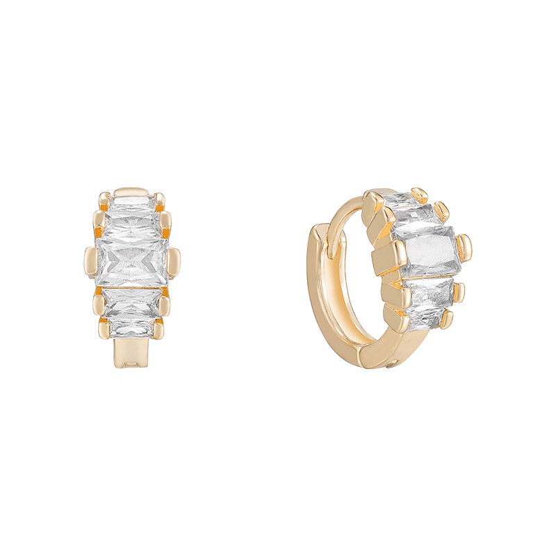 Diamond Shine 18k Gold Plated Mini Hoop Earrings