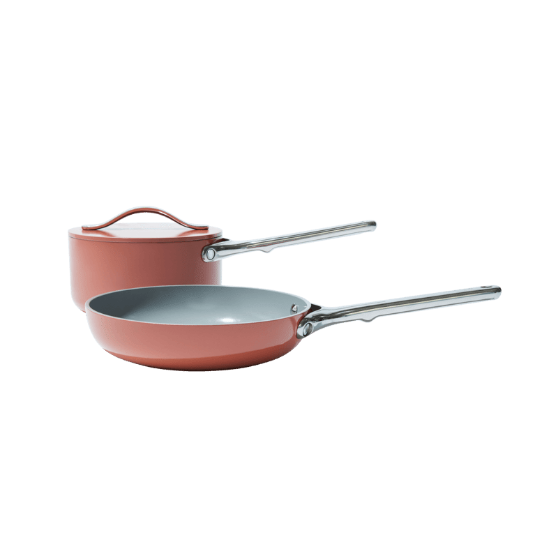 Non-Stick Ceramic Mini Fry Pan and Mini Sauce Pan Duo Perracotta