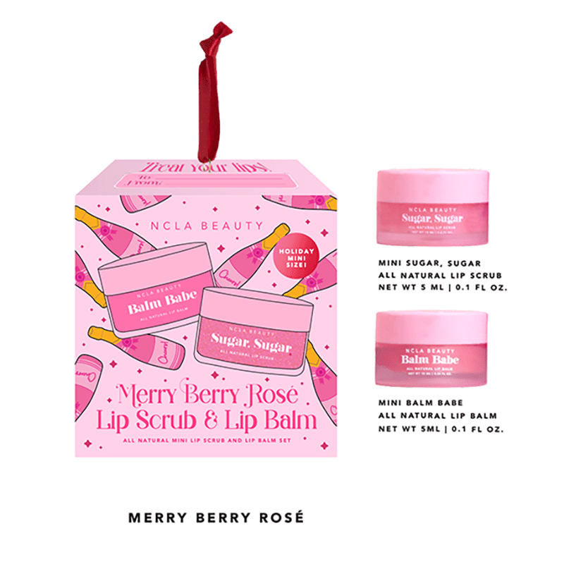 Ornament Lip Treatment Gift Set - Merry Berry Rose Lip Scrub & Lip Balm