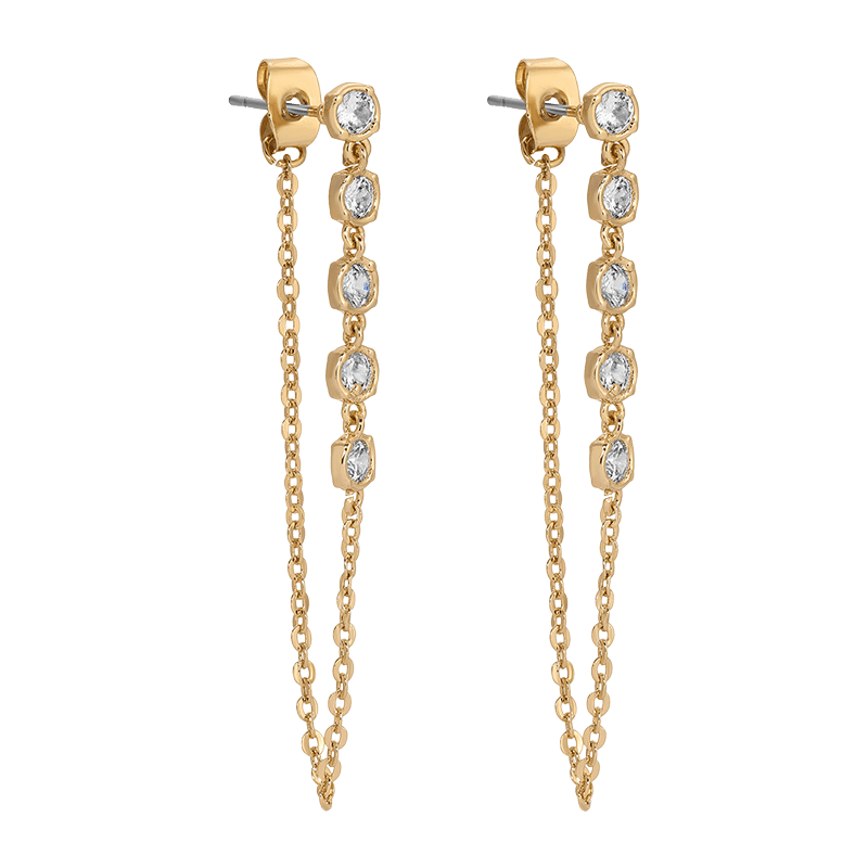 Crystal Chain Danglers 18k Gold Plated Earring