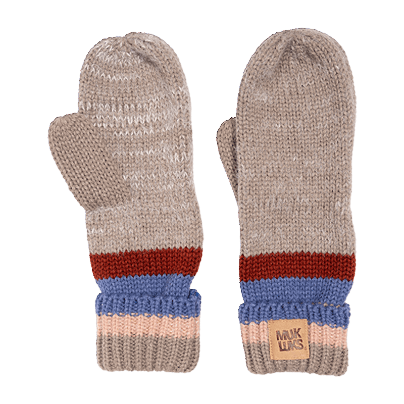 Eyelash Mix Ribbed Mitten in Driftwood/Ivory Marl