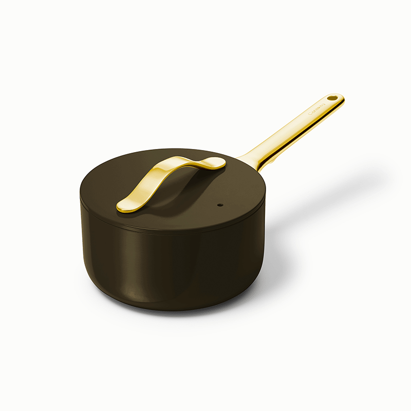 Non-Stick Ceramic Sauce Pan Black with Gold Handles