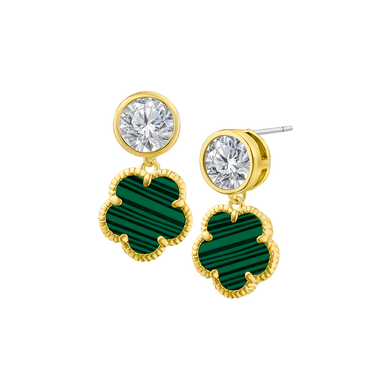 4.5CTTW Bezel Set Cz / Clover Drop Earring
