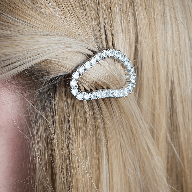 4 Cttw Round Cz Kidney Shape Snap-Hair Pin 