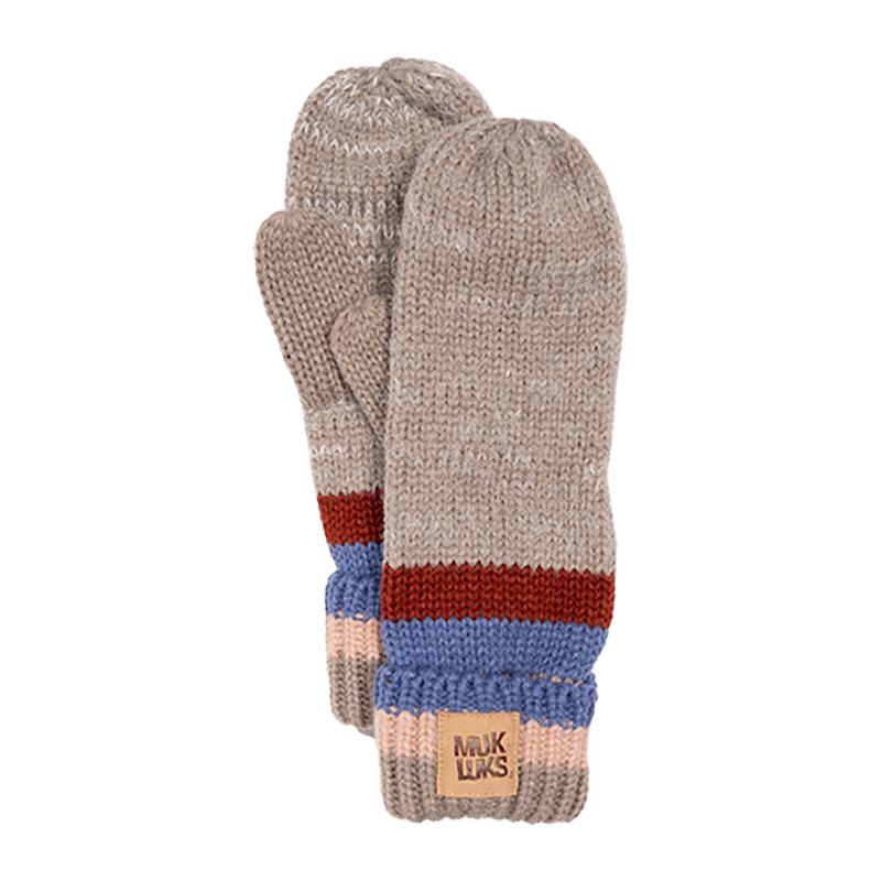 Eyelash Mix Ribbed Mitten in Driftwood/Ivory Marl