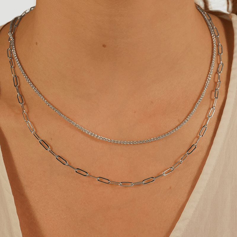 Emery Paperclip & Curb Chain Layered Necklace