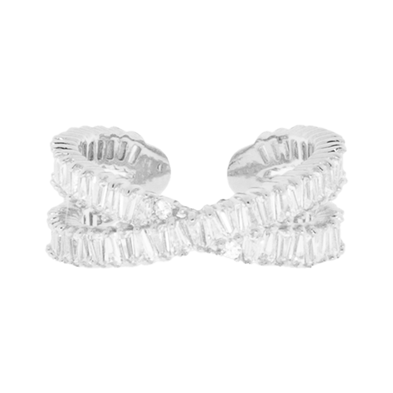 Adjustable Baguette Crossover Ring