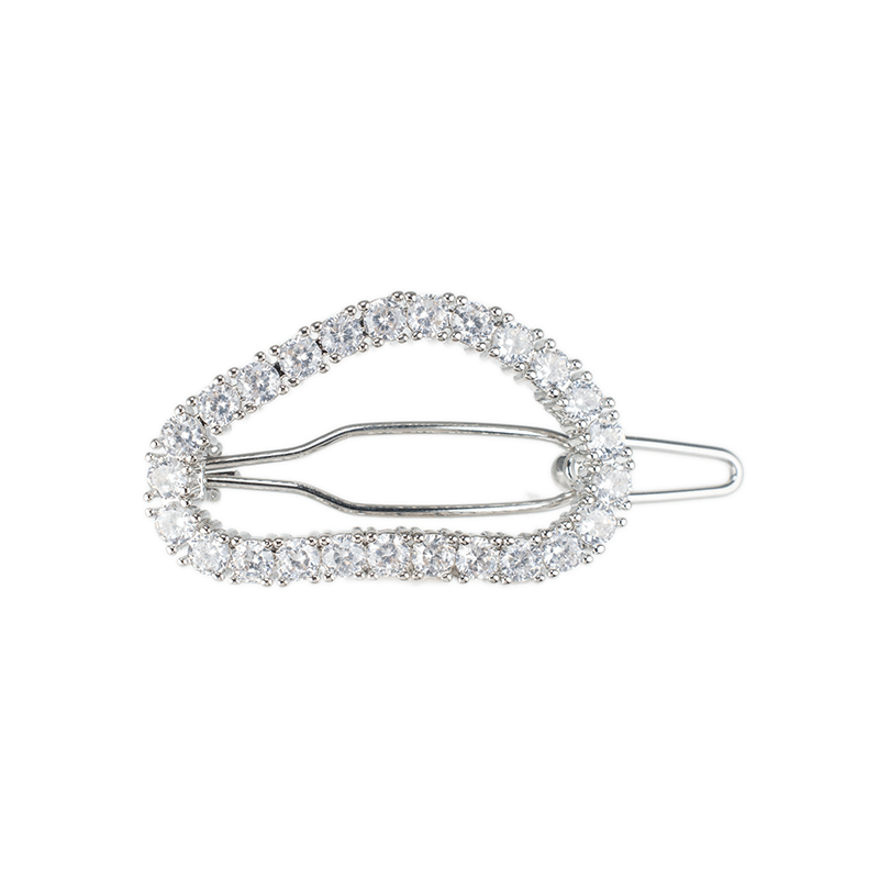 4 Cttw Round Cz Kidney Shape Snap-Hair Pin 