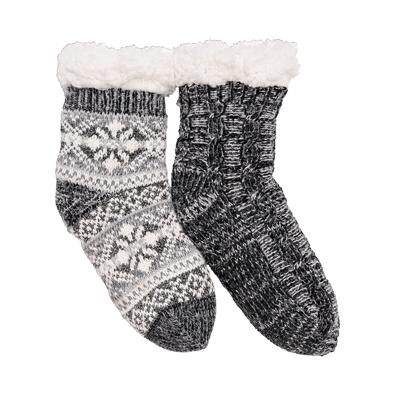 Chenille Eyelash Mix Cabin Socks (2 Pair Packs)