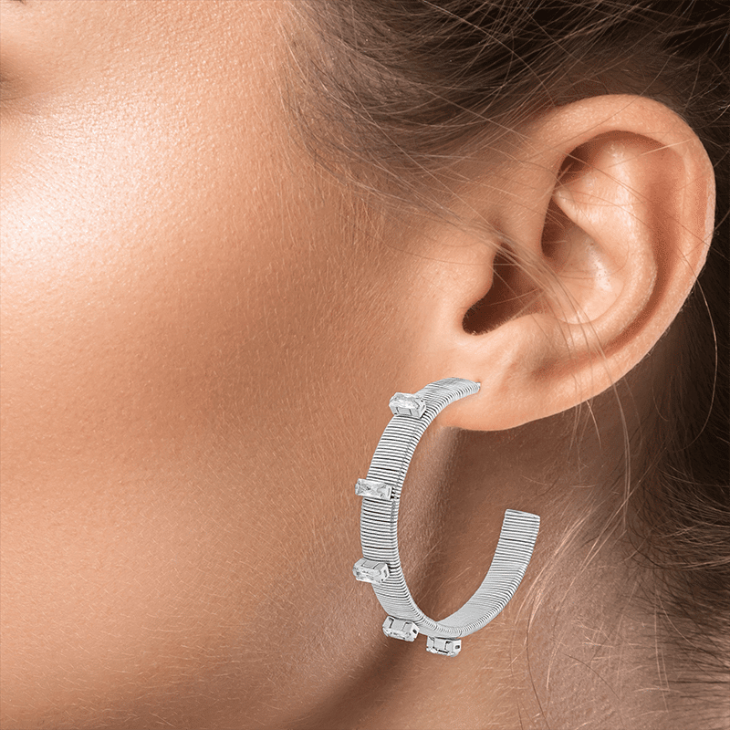 1 Cttw Emerald CZ Cobra Glam Hoop