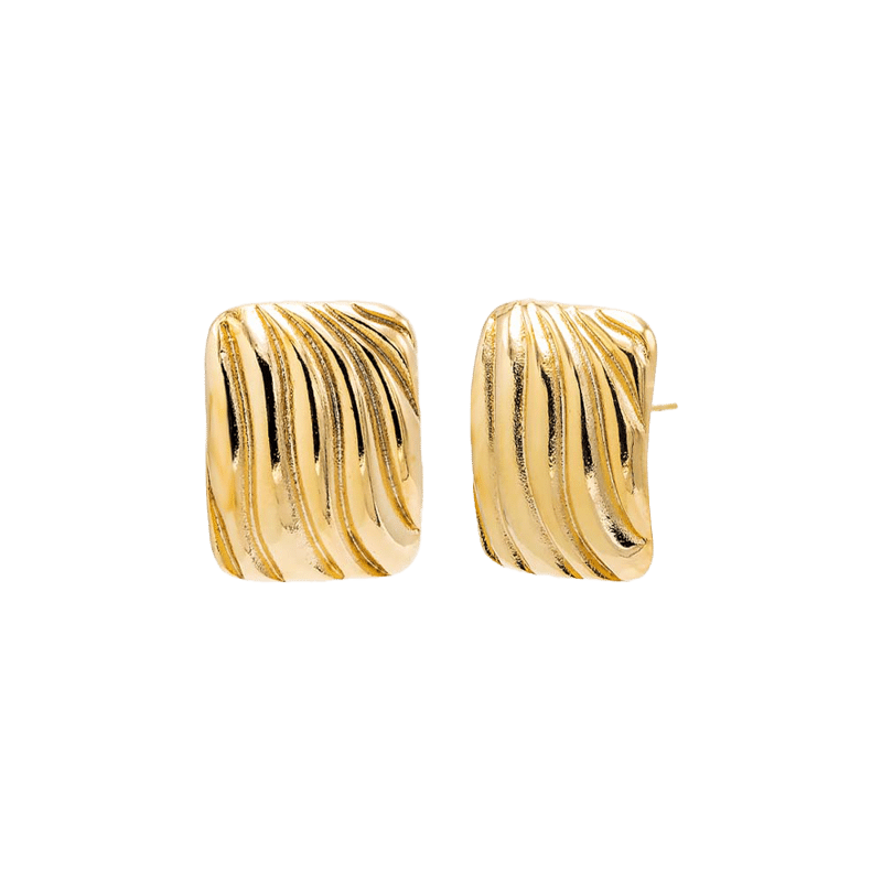 Puffy Ridged On The Ear Stud Earring