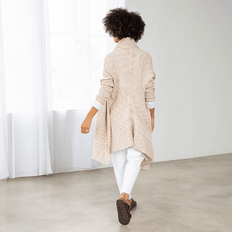 Melange Shawl Collar Long Cardigan